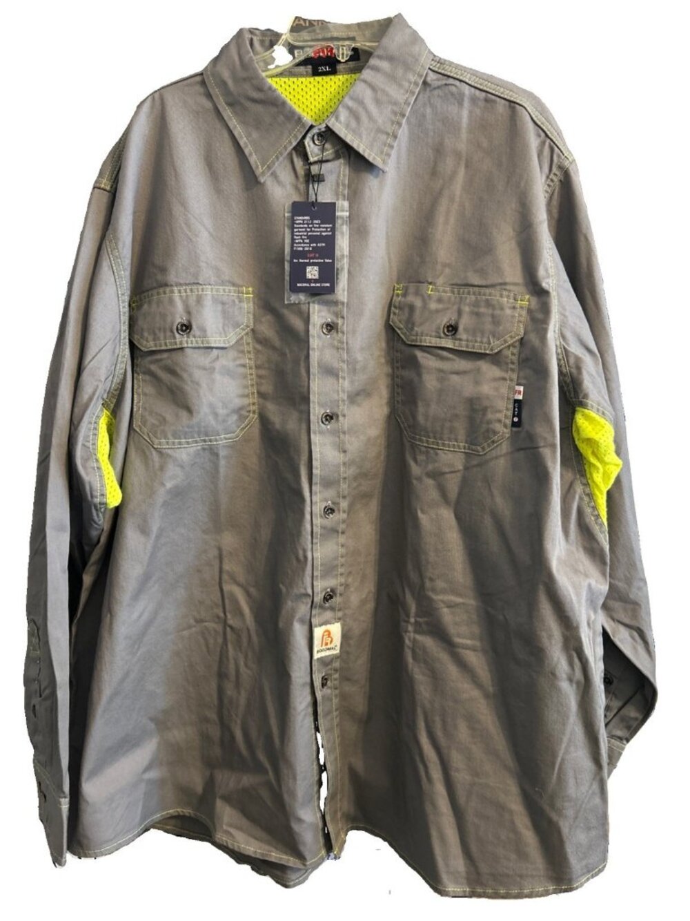 Bocomal FR CAT2 Work Shirt Men's Size 2XL Long Sleeve Button Down Workwear NWT